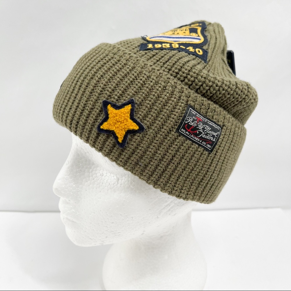 Polo Ralph Lauren Tiger Patch Naval Tailors Knit Beanie Hat - Picture 6 of 13
